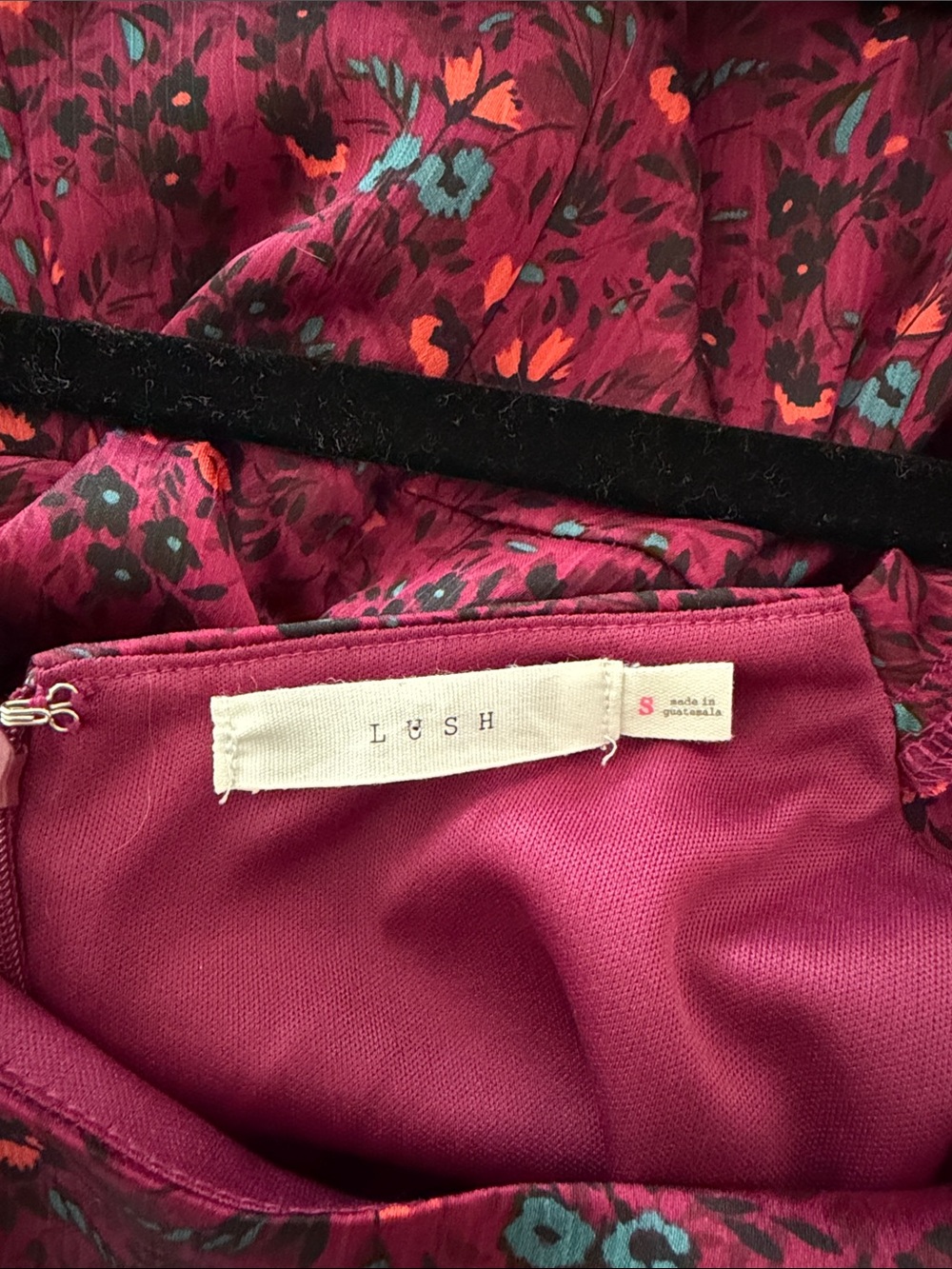 Lush Berry Floral Mini Dress in Magenta with Teal & Orange Accents - Picture 2 of 4